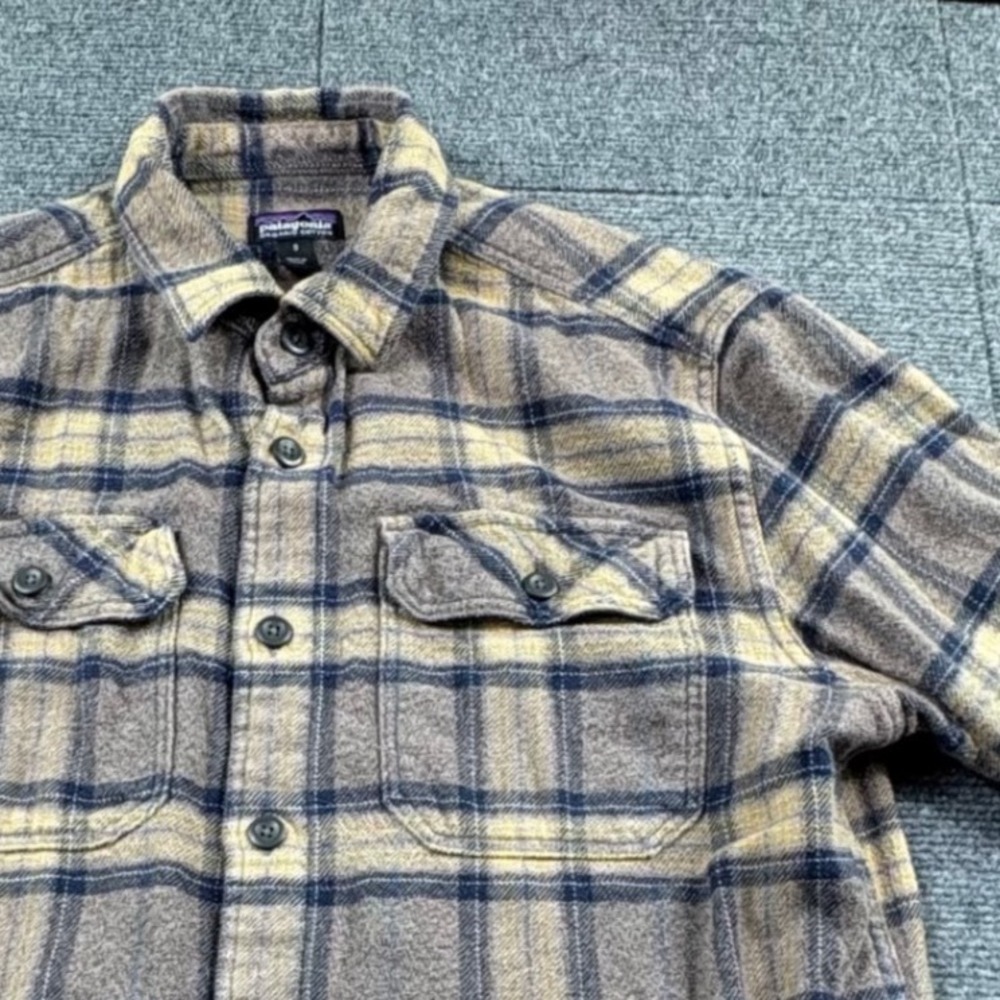 Patagonia Mens Fjord Flannel Organic Cotton Plaid Button Down Shirt Brown Small